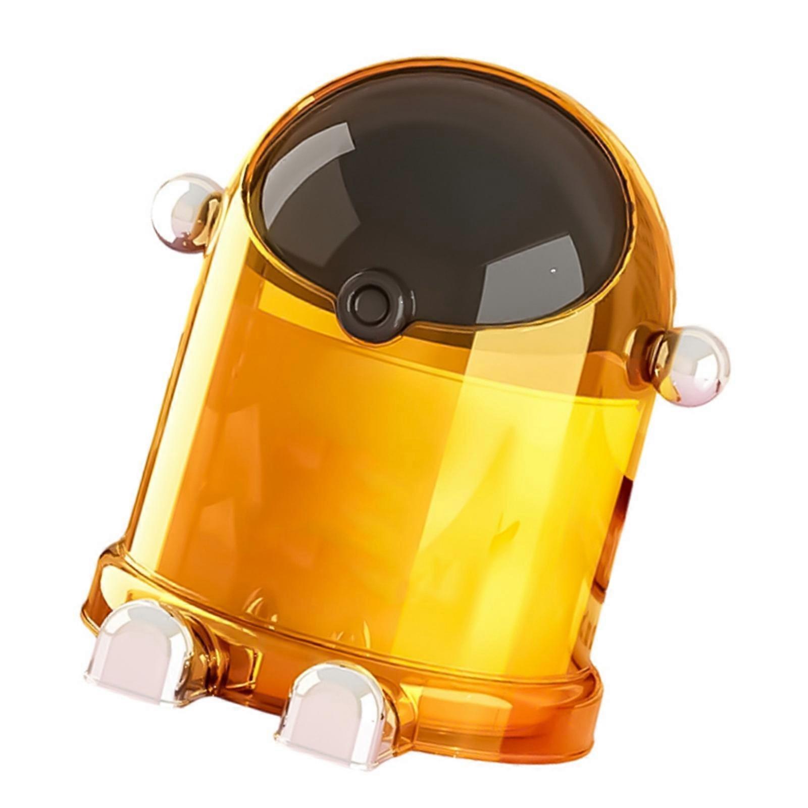 Elegant Tiny Desktop Recycling Container Ergonomic Single Press Lid Decorative Household Essential Pet Bioplastic  Transparent yellow