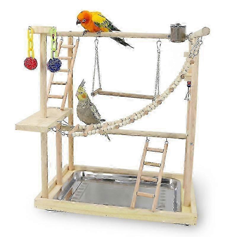 Solid wood parrot playground, habitat rack, bird toy frame