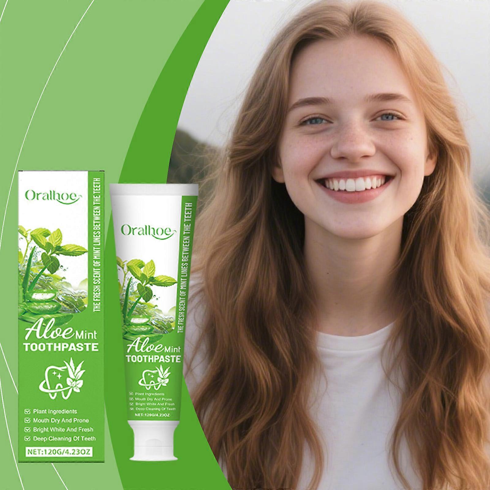 Oralhoe Aloe And Mint Toothpaste Gently Cares For And Cleans Teeth, Stains, Yellow Teeth And Unpleasant Odors, Refreshing And Protecting Teeth