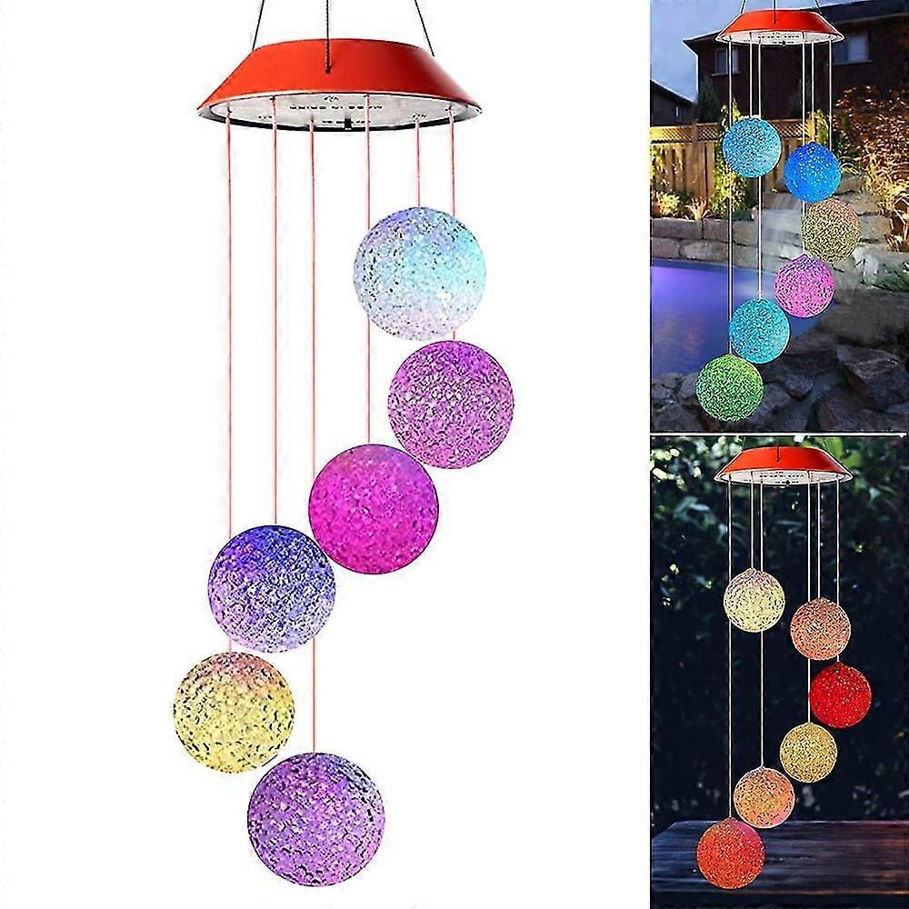 Solar Powered Led Wind Chime Portable Color Changing Spiral Spinner Windchime House Outdoor