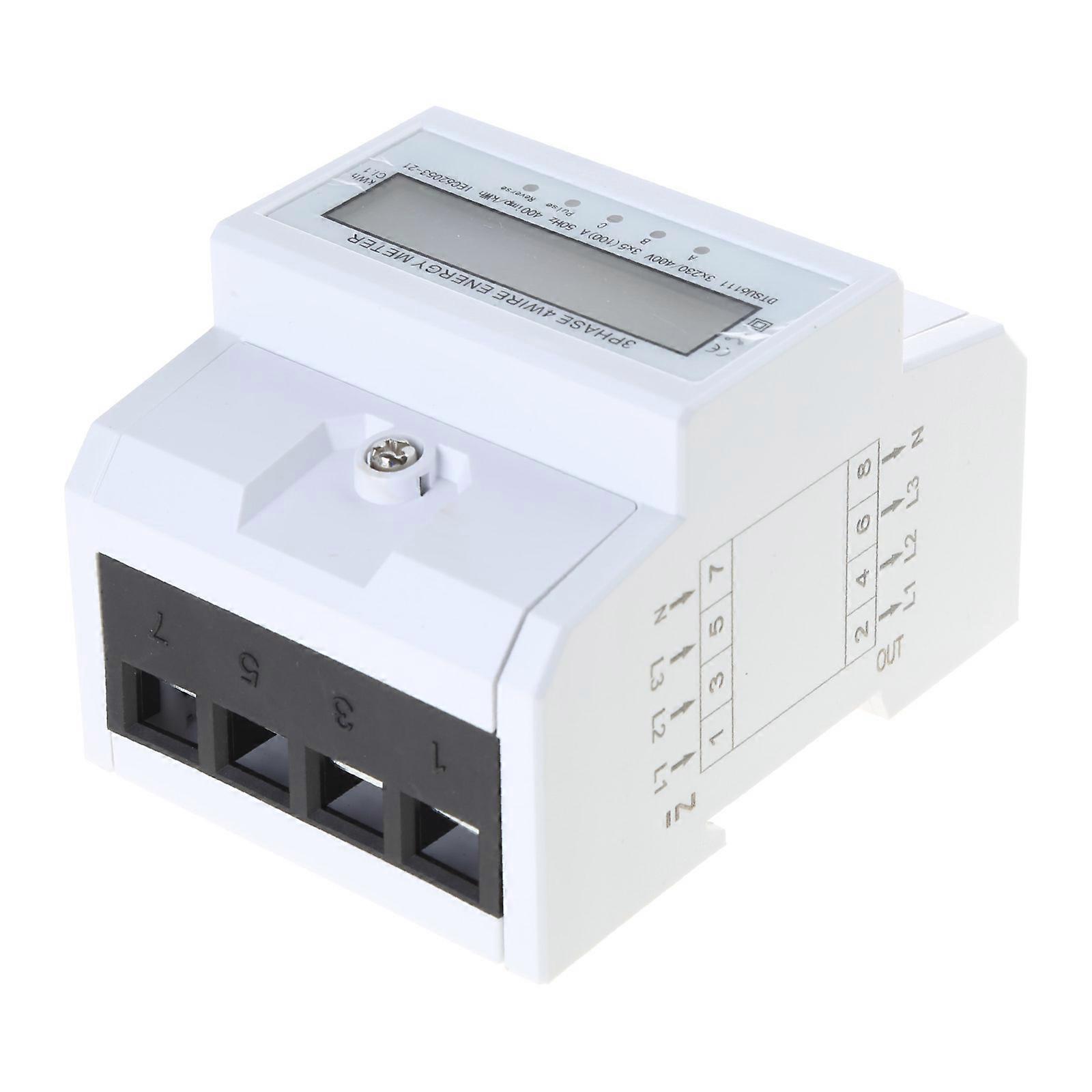 3 Phases 4 Wire Energy Meter Electricity Meter 3x 220V/380V DIN Rail Intermediate Meter for Power Measurement System Multicolor