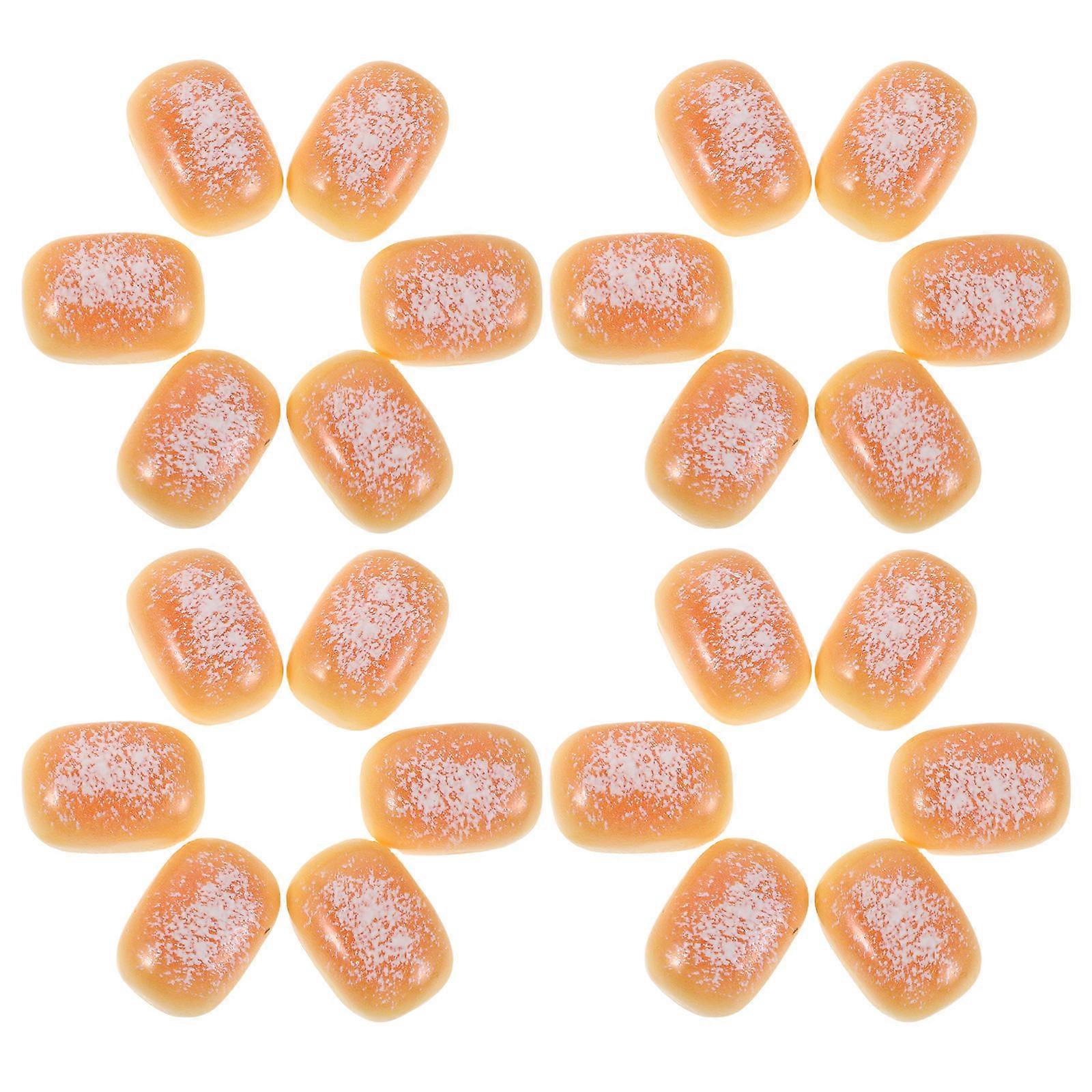 Miniature Simulation Bread Artificial Mini Bread for Decor 50Pcs Orange Resin
