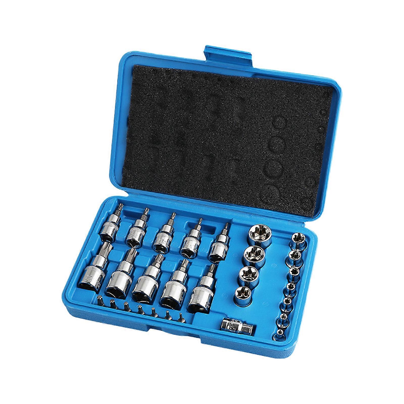 Heavy Duty 29 Piece Professional Automotive Socket Set 1/4" 3/8" 1/2" Drive Mechanic Tool Storage Case Ergonomic Handle Multicolor