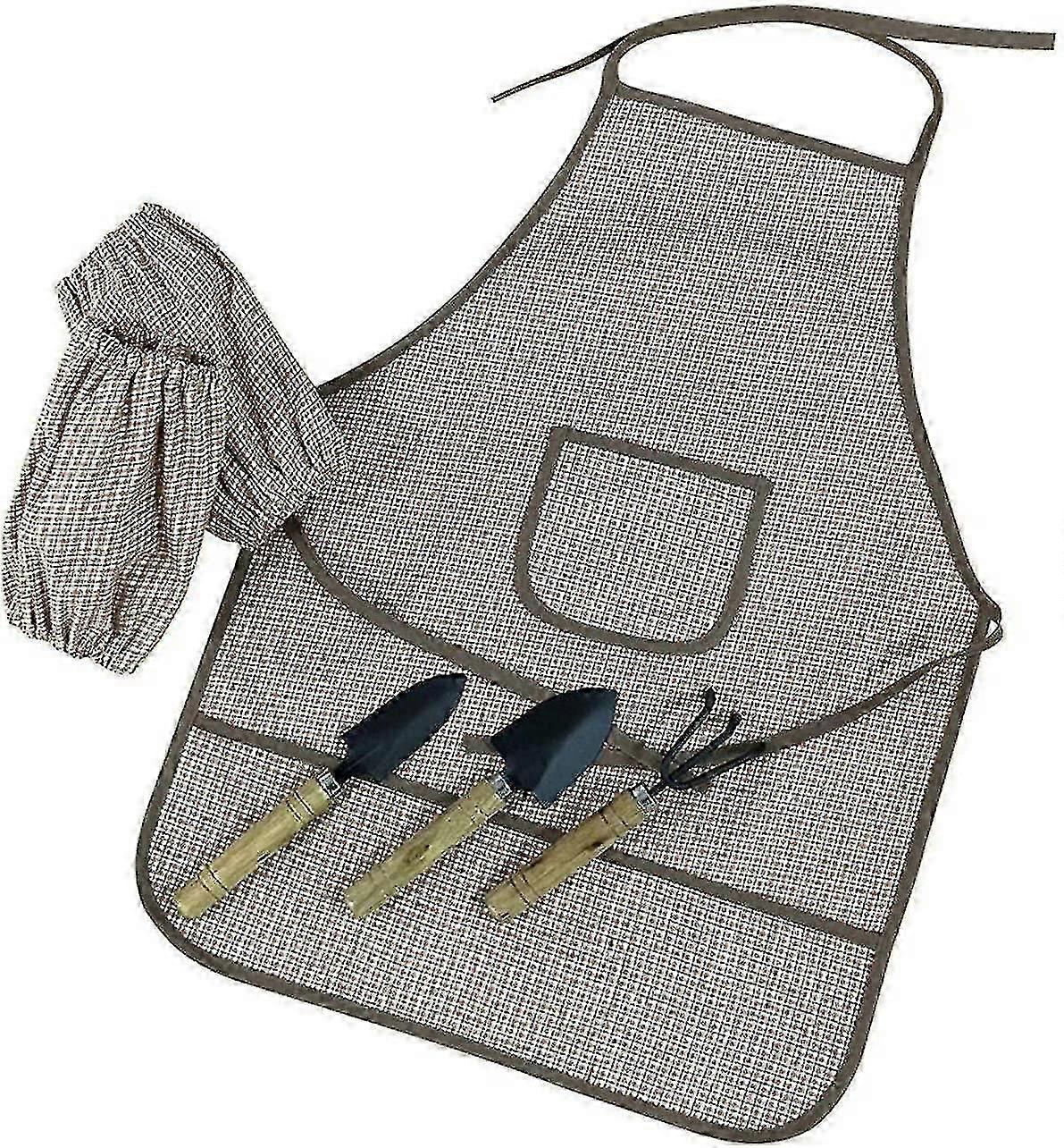 طقم بستنة للأطفال مع ساحة ، أدوات بستنة للأطفال مع أشعل النار ، مجرفة ، أكمام ومئزر قابل للغسل ، ساحة واقية مقاومة للماء للفتيات والفتيان أفضل