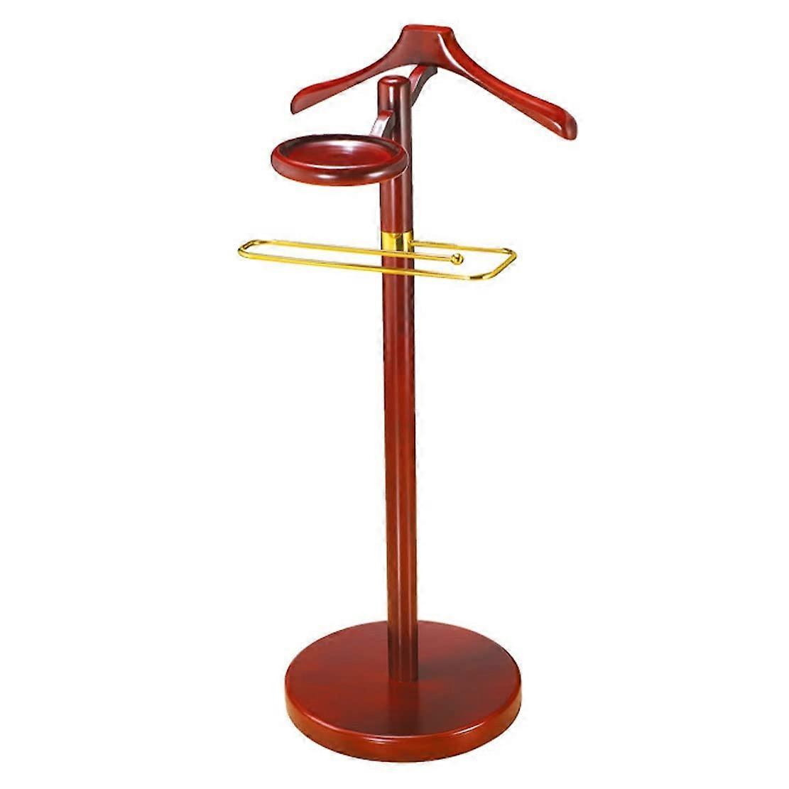 Coat Rack Wood And Metal Floor Stand Garment Organizer With Pants Rail And Trouser Bar Color A