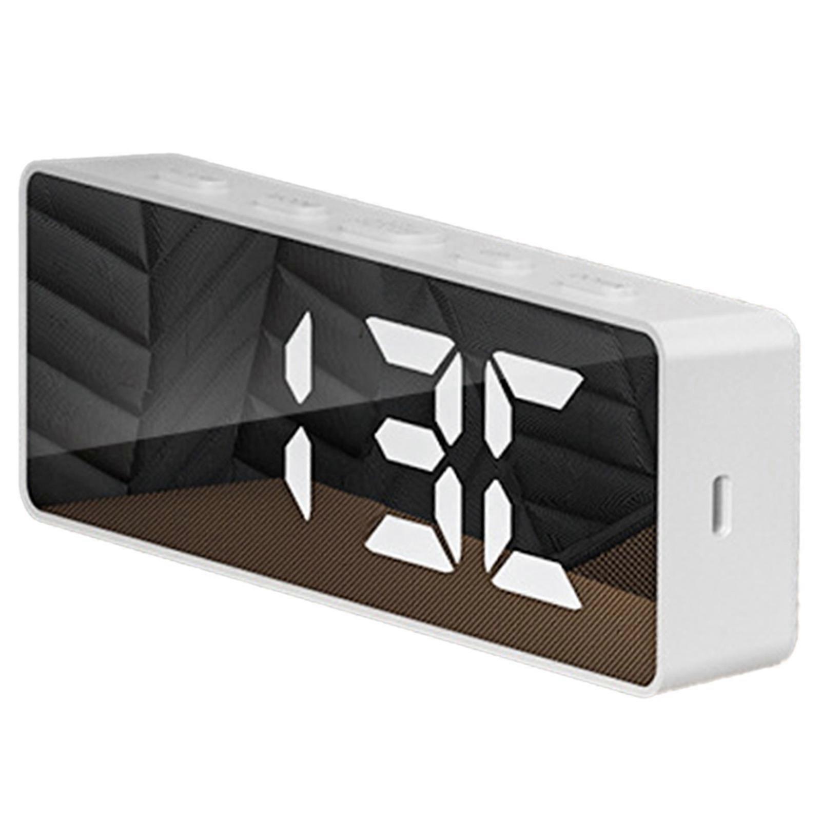 温度読み取りとミラーユーティリティを備えたLEDデスクデジタル時計、USBポート付き、オフィスとホームホワイトのバッテリーバックアップ