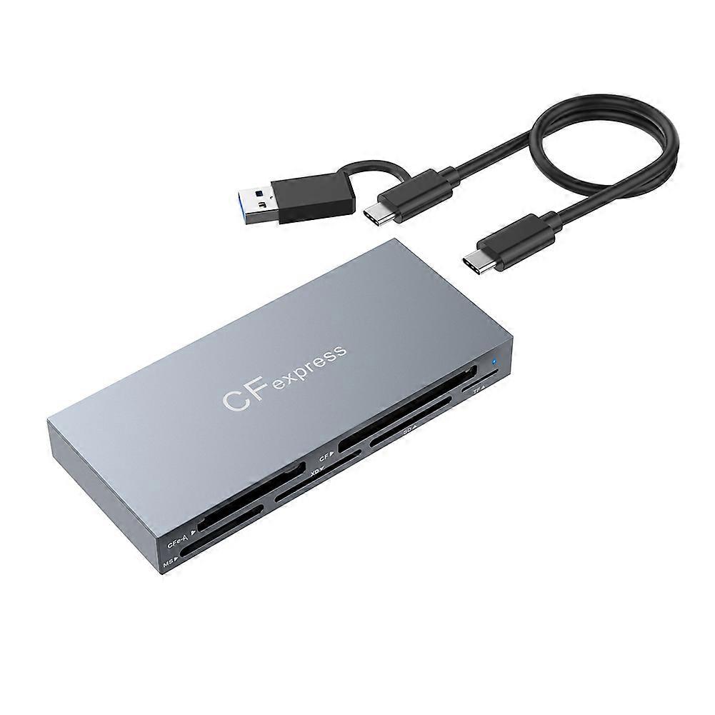  6-in-1 CFexpress Type A Card Reader USB3.2 Multi-Card Simultaneous Reading 10GBps SD/TF/CF/XD/MS/CFe-A Card Reader