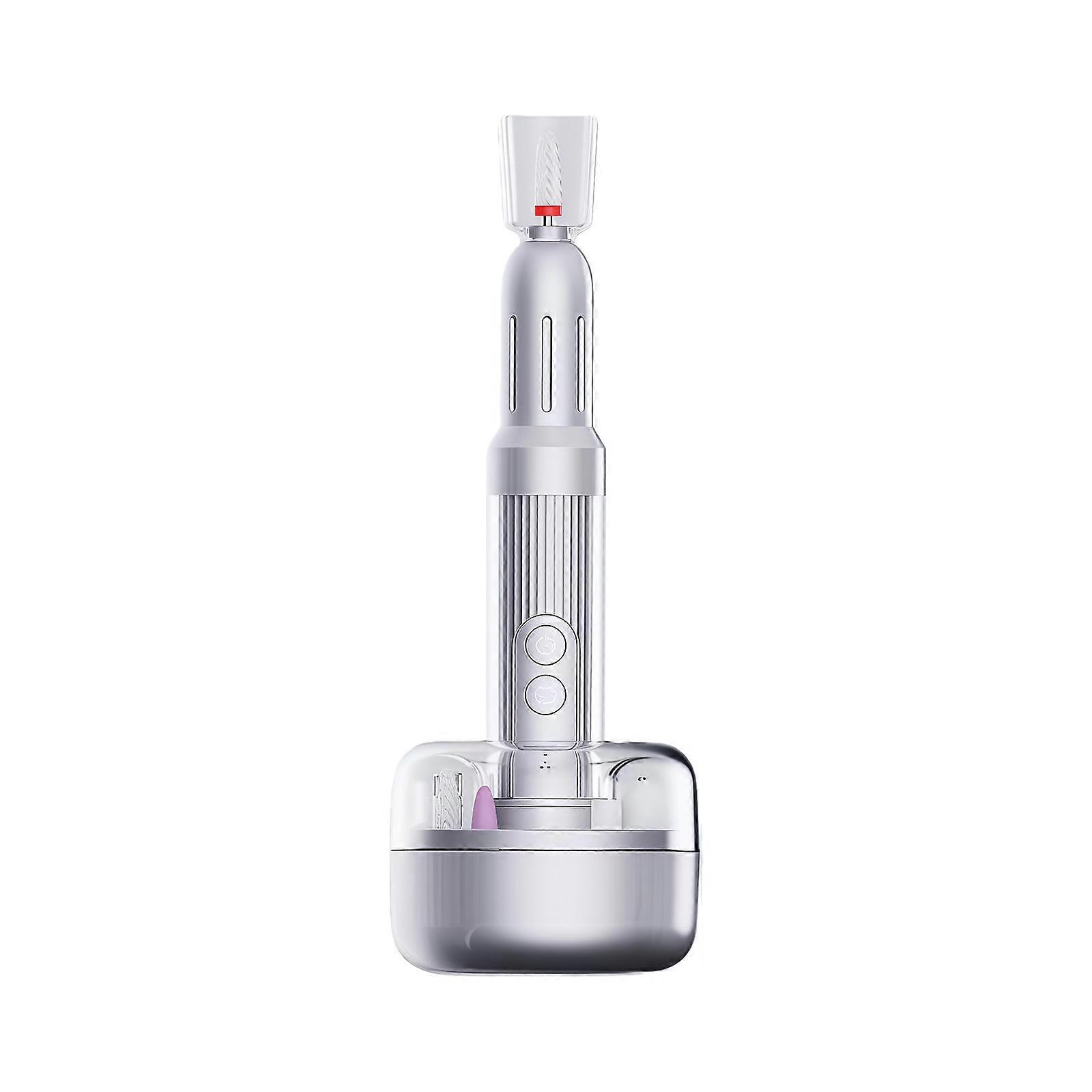 Mobile Unguis Pad With Exchangeable Executives Quiet Working Manner Rechargeable USB Travel Essential Tool  Light Grey