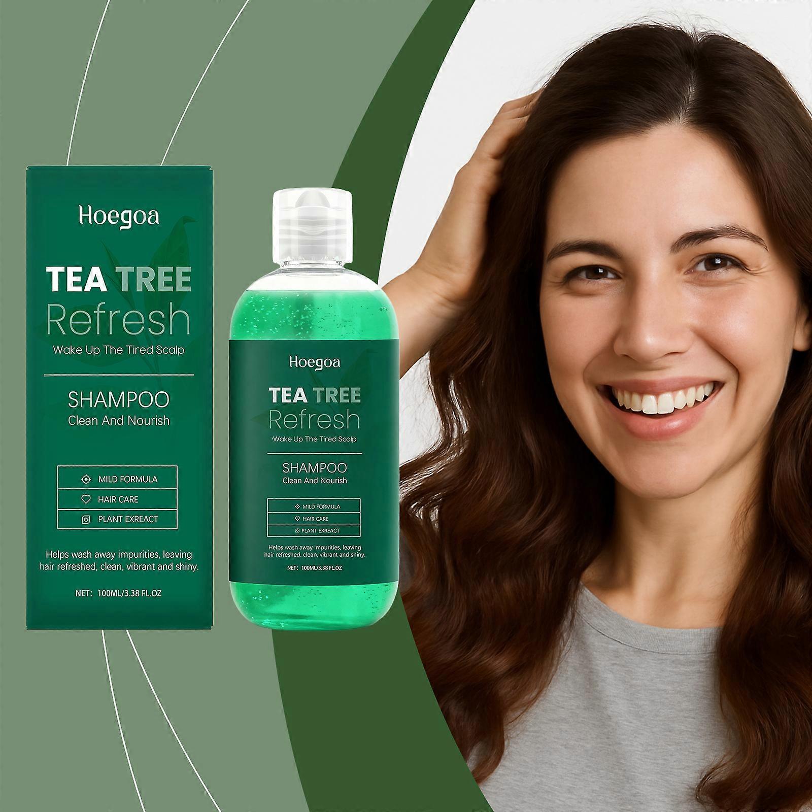 Hoegoa Tea Tree Essence Shampoo Gently Cleanses Hair, Making It Plump, Smooth And Lustrous, And Cares For The Scalp