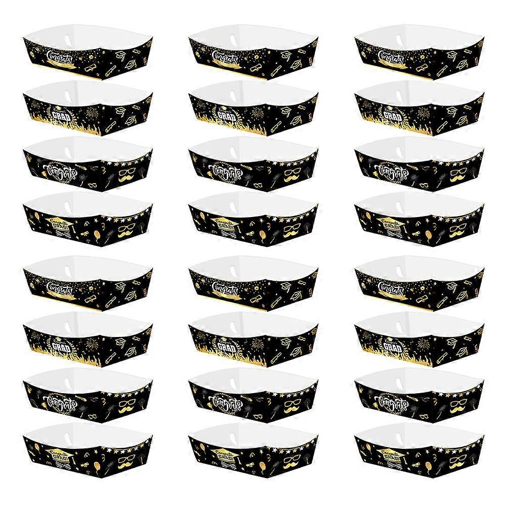 Graduation Theme Design Food Serving Trays 96Pcs For Outdoor Event Party Assorted Color Open Design
