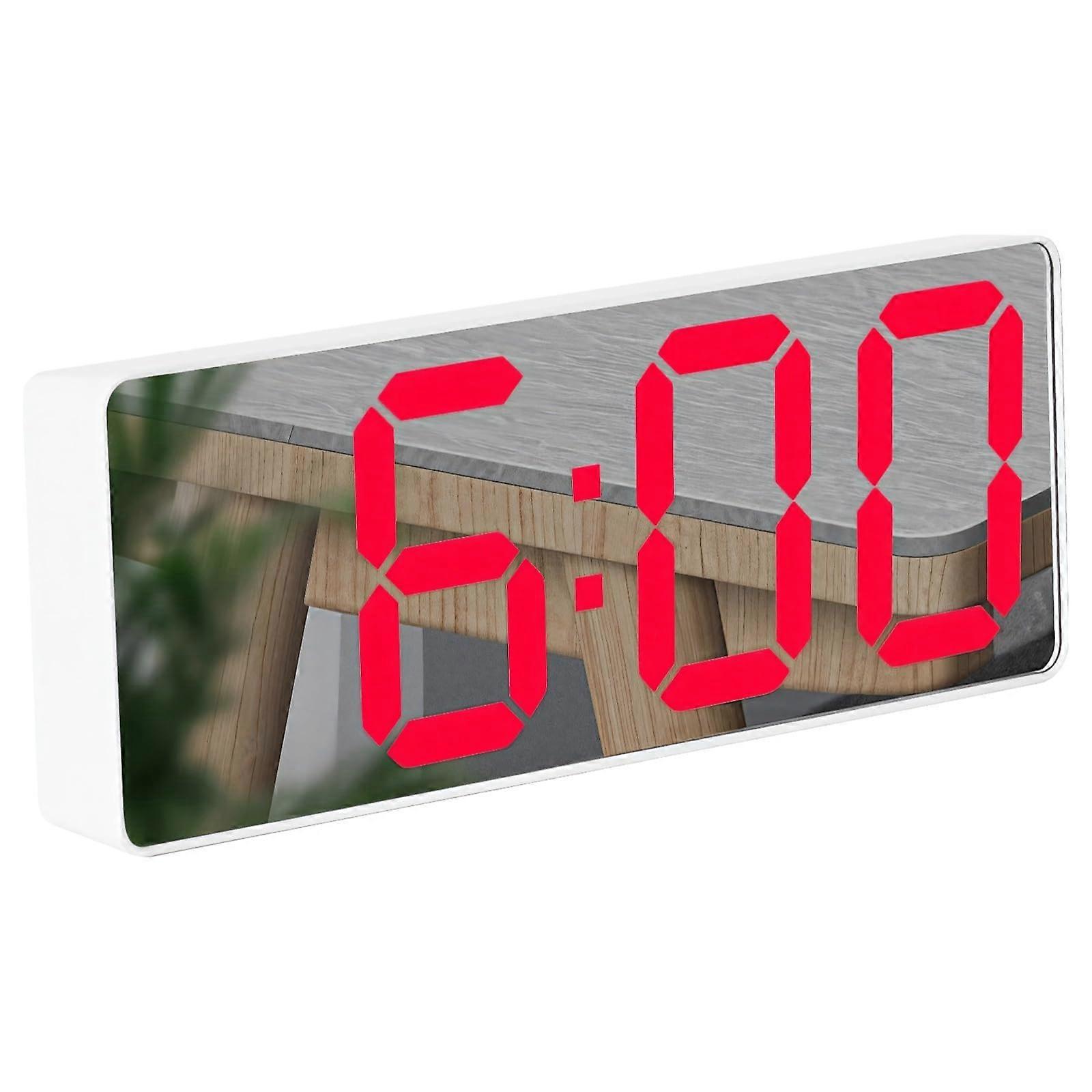 LED Digital Alarm Clock with Large Mirror Display, Battery or PlugIn for Home and Office Ref: 6942