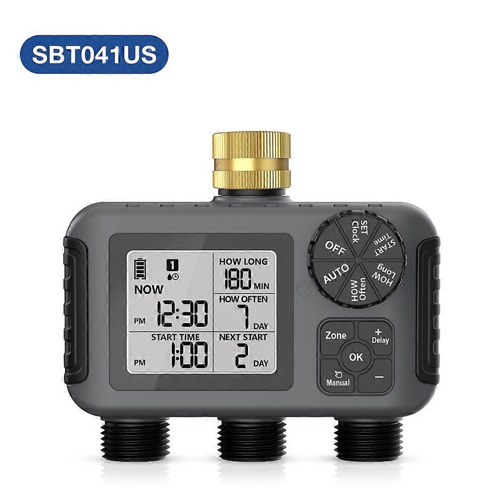 Garden Water Timer Irrigation System 3-Outlet Digital Garden Sprinkler Programmer Rain Delay Automatic Watering for Garden Lawn