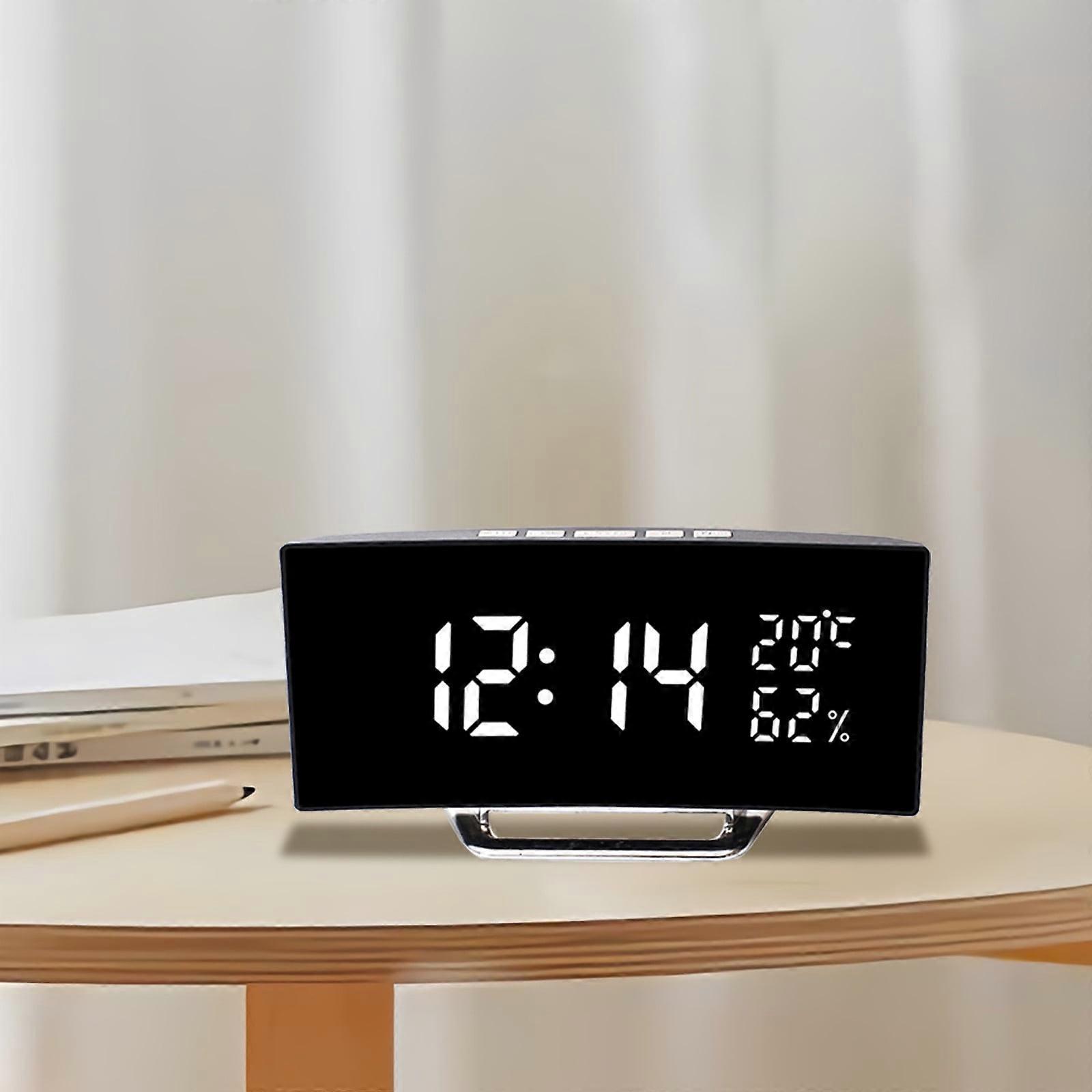 Txmfgh New Curved Screen LED Clock with Temperature and Humidity Display: Multifunctional, Three Brightness Levels, Ideal for Any Room