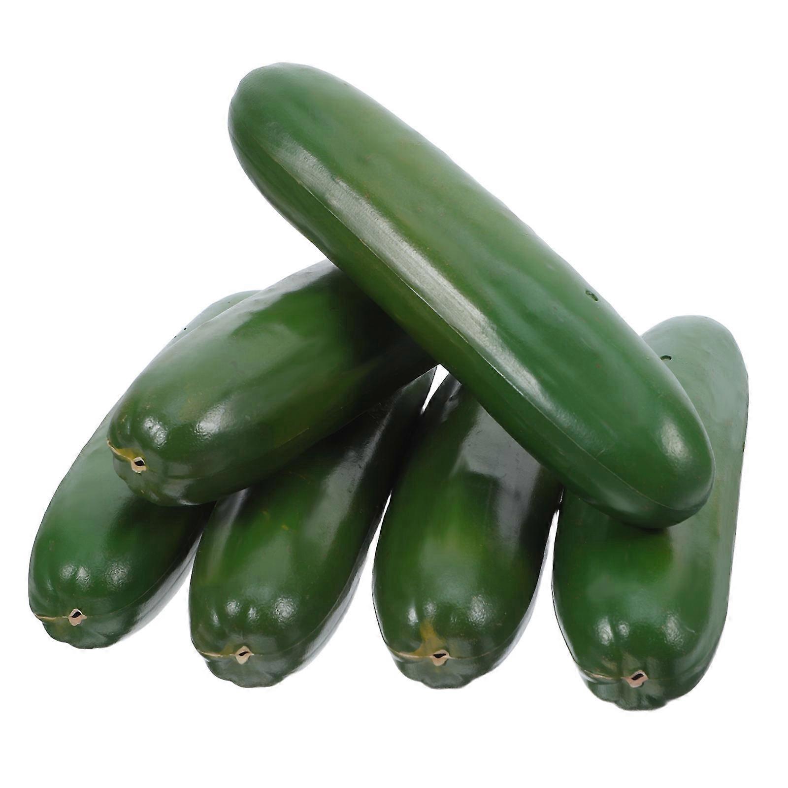 Plastic Artificial Green Cucumber Vegetables for Playing 6Pcs Set