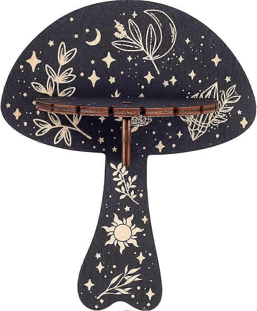Shelf Display Wall Shelf Mushroom Floating Shelves Wood Dowsing Pendulum Holder Stand Rustic Witchy Stuff Storage for Hanging Rock Essential Oil Spiri