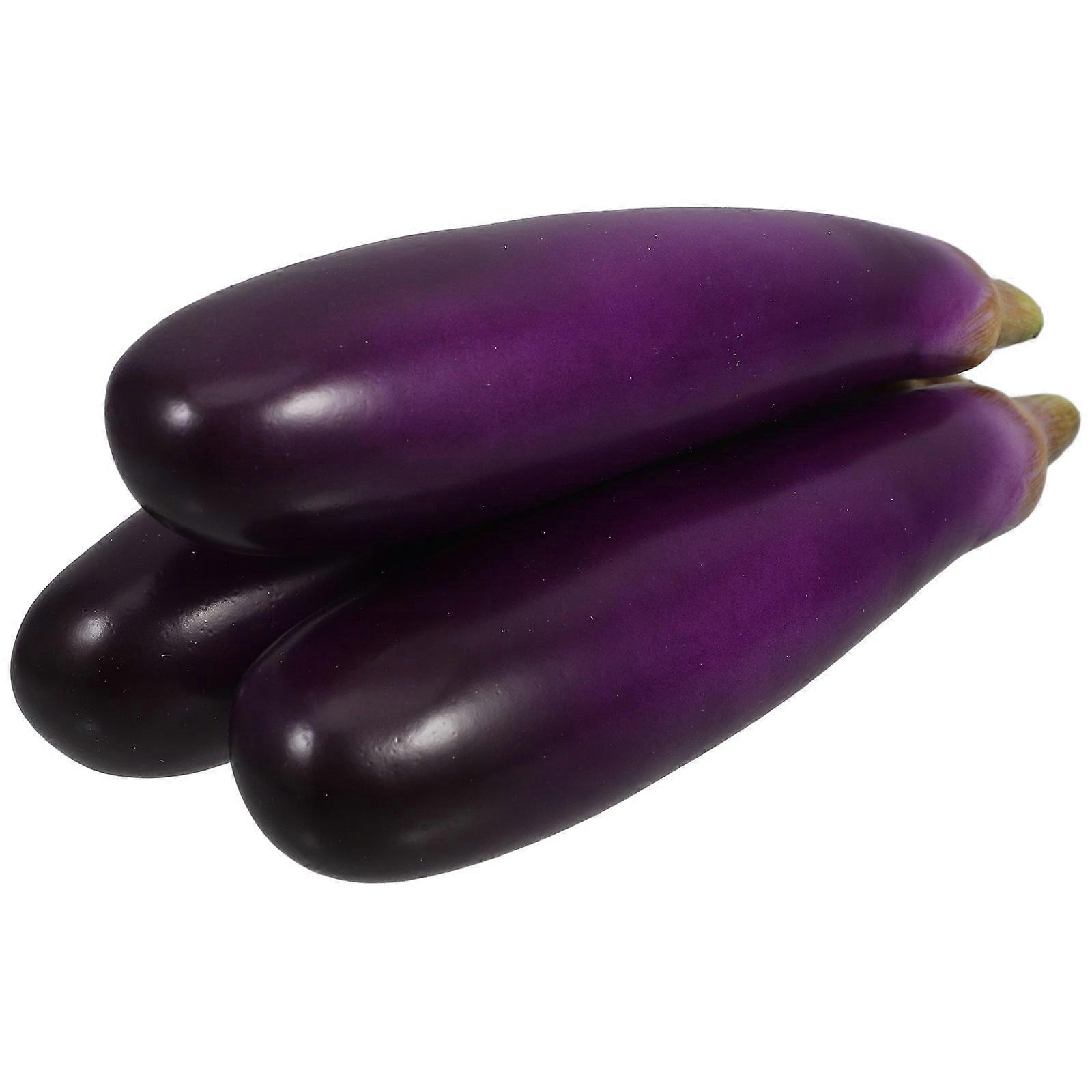 Simulation Vegetable Artificial Eggplants for Photo Props 3Pcs Fake Food Decor