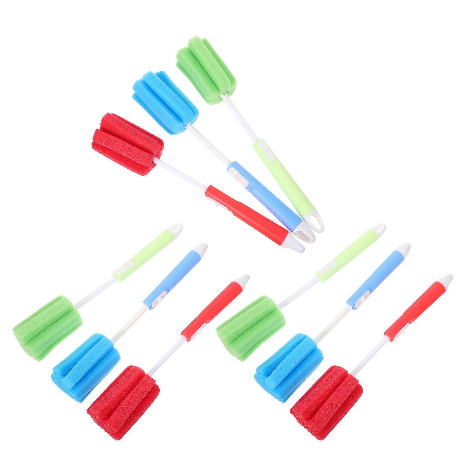 Water Bottle Cleaning Kit Sponge Bottle Brush with Adjustable Handle 9Pcs