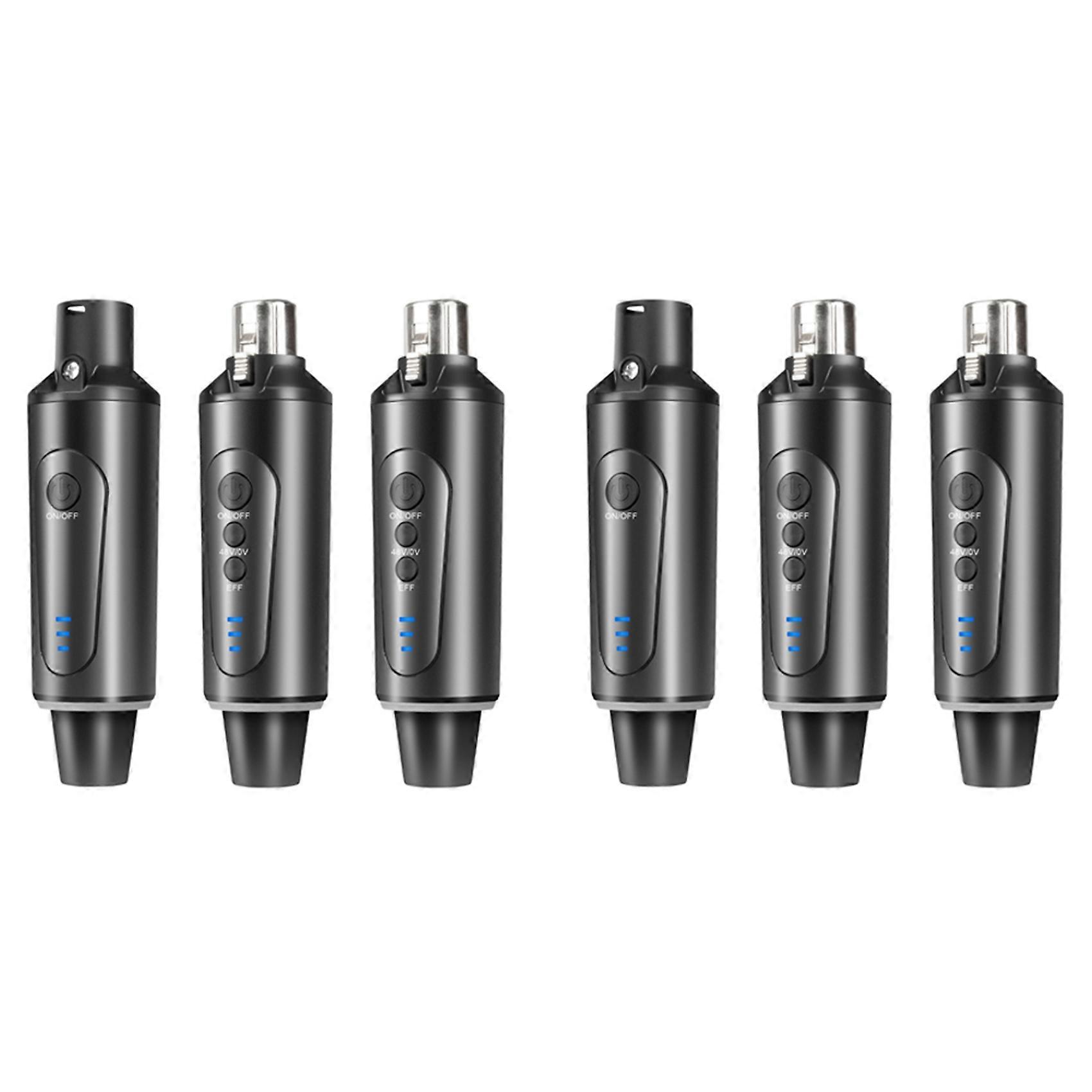 6PCS Wireless Microphone System XLR Microphone Converter Adapter 2.4GHz Transmitter Receiver for Condenser Dynamic Mic