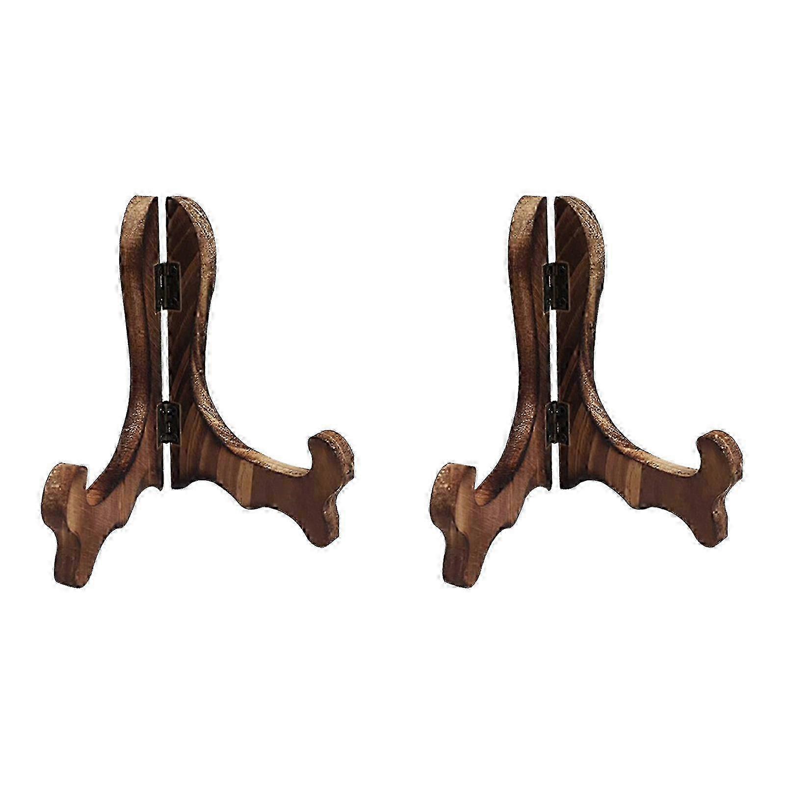 2 Pieces Sturdy Wood Display Stands for Plates and Sculptures Suitable for Any Decoration Elegant Styles Various Sizes w