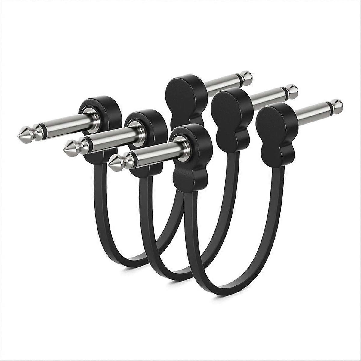 3-pack gitarrpatchkablar, rätvinklig platt patchkabel pedalbräda, gitarrpedaltillbehör