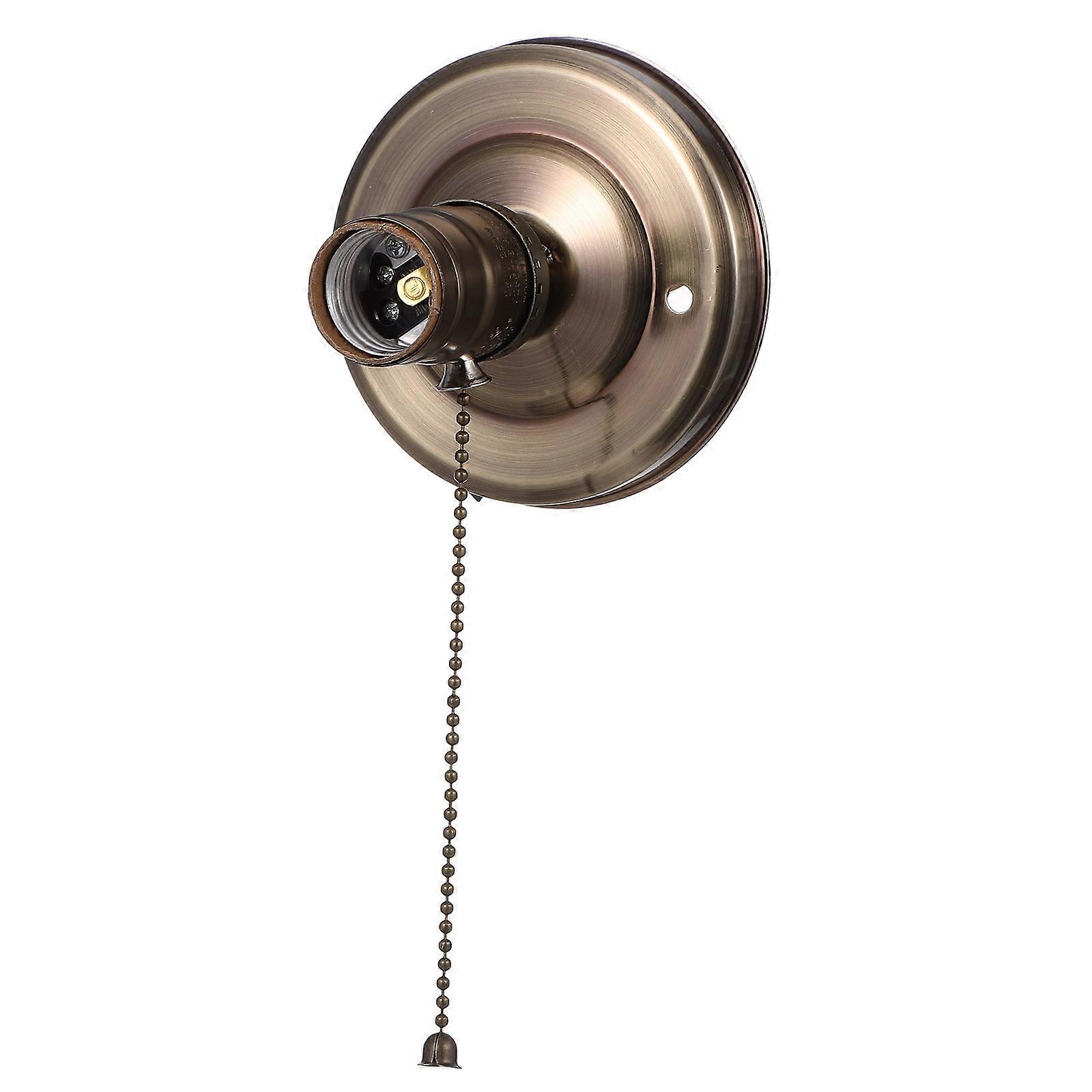 Light Holder with Pull Chain Made of Durable Iron and Plastic for Home Use E27 Socket