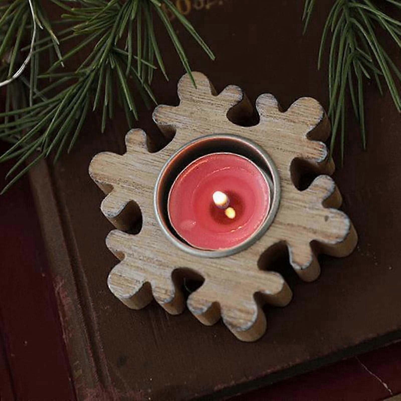 Wooden Candlestick Set, Christmas Snowflake Star Tree Shape, Desktop Decoration Props