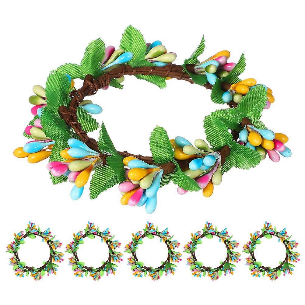 Easter Candle Wreath for Decoration 6Pcs Pip Berry Candle Ring
