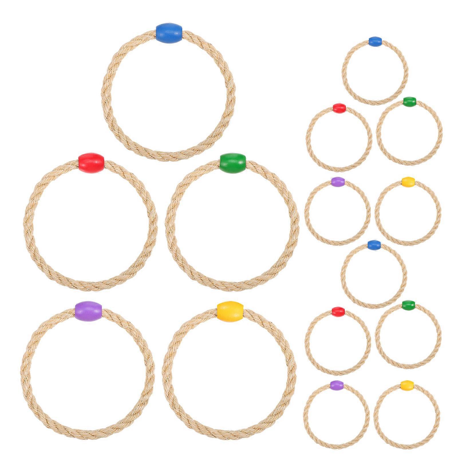 Outdoor Agility Ring Throwing Sisal Rope Game 15Pcs Set