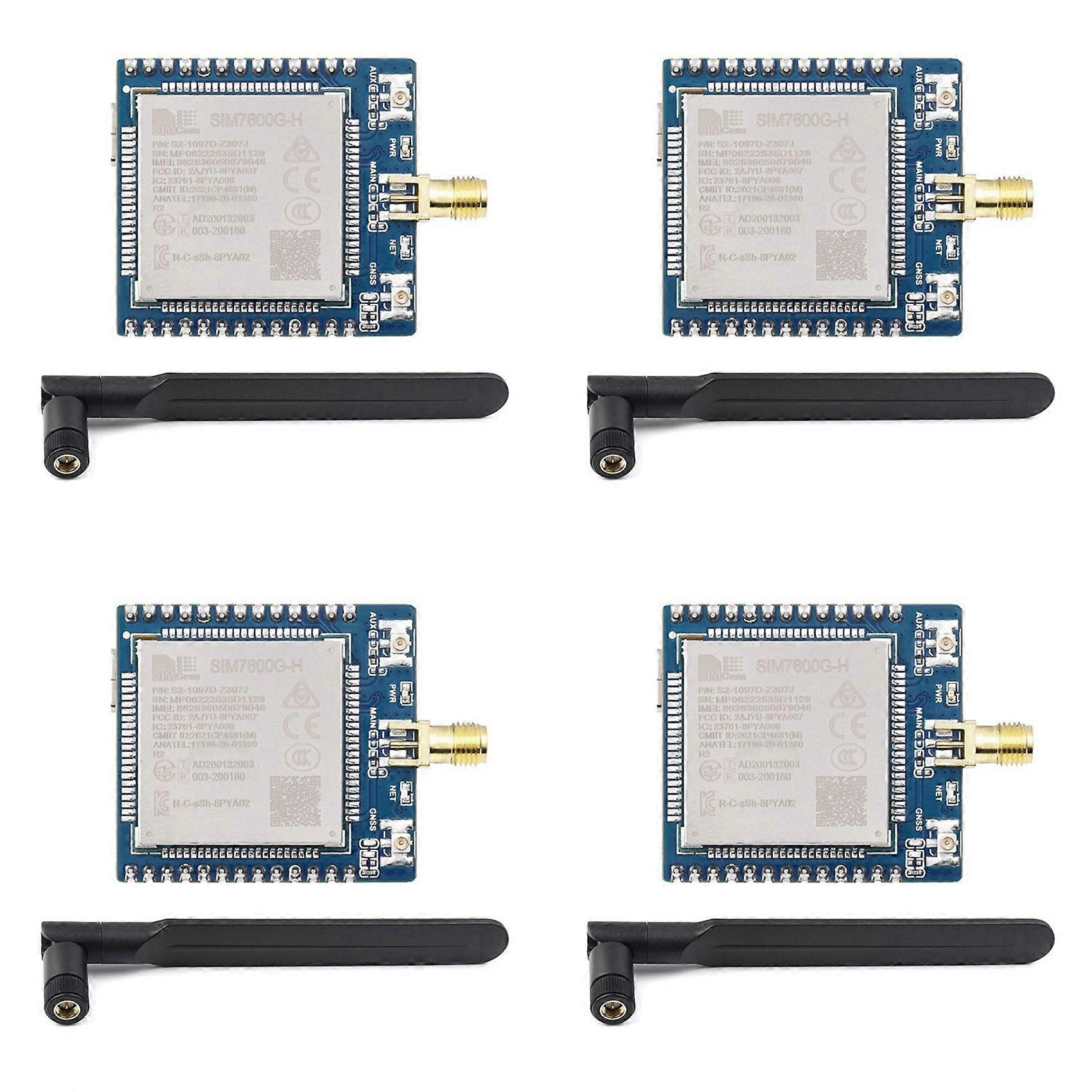 4X Waveshare SIM7600G-H 4G Module with SMA Antenna Welded Pin Global Multi-Band 4G/3G/2G Communication Module with GNSS