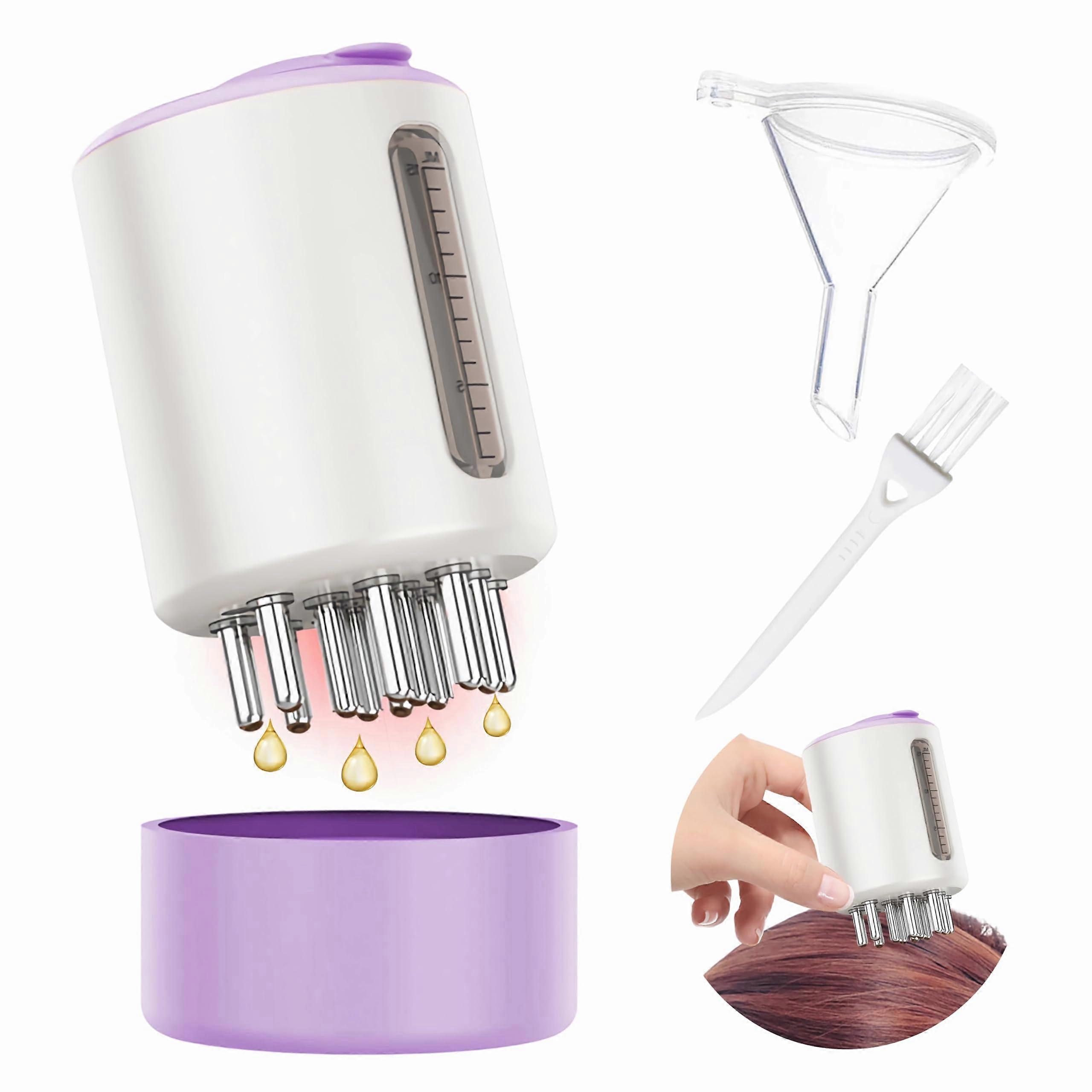 Electric Scalp Massager and Hair Oil Applicator 2 in 1, 15ml Precise Root Treatment, Waterproof Purple