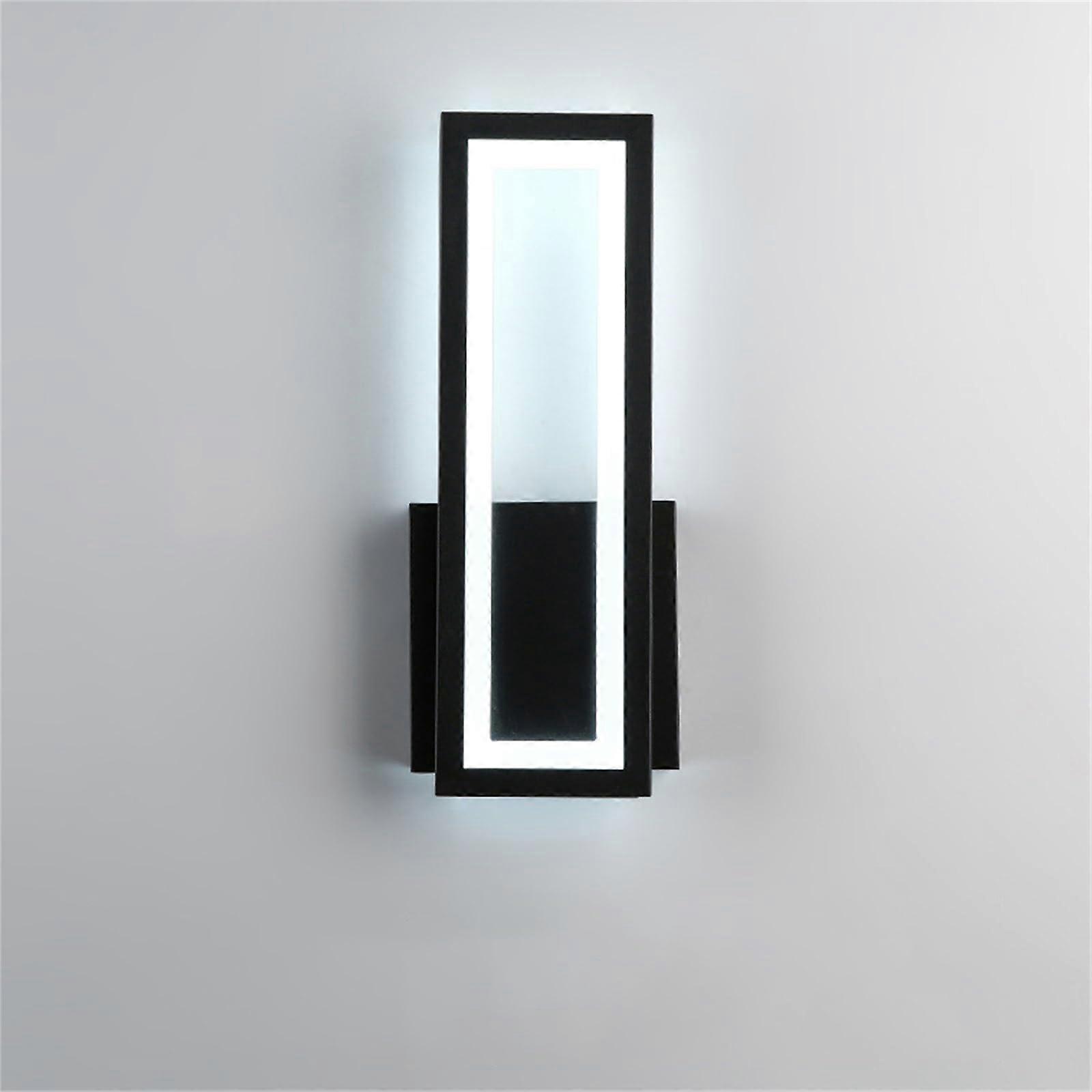 LED Wall Sconce Modern Black Rectangular Light, Energy Saving Indoor Fixture for Bedroom 32CM White Light