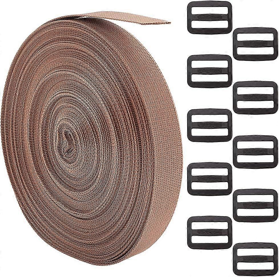 25 Yards Flat Nylon Ribbons Nylon Webbing for Bag Strap Making Twill Tape Herringbone Pattern with 25pcs Plastic Buckle Clasps DIY Craft Project Gift 