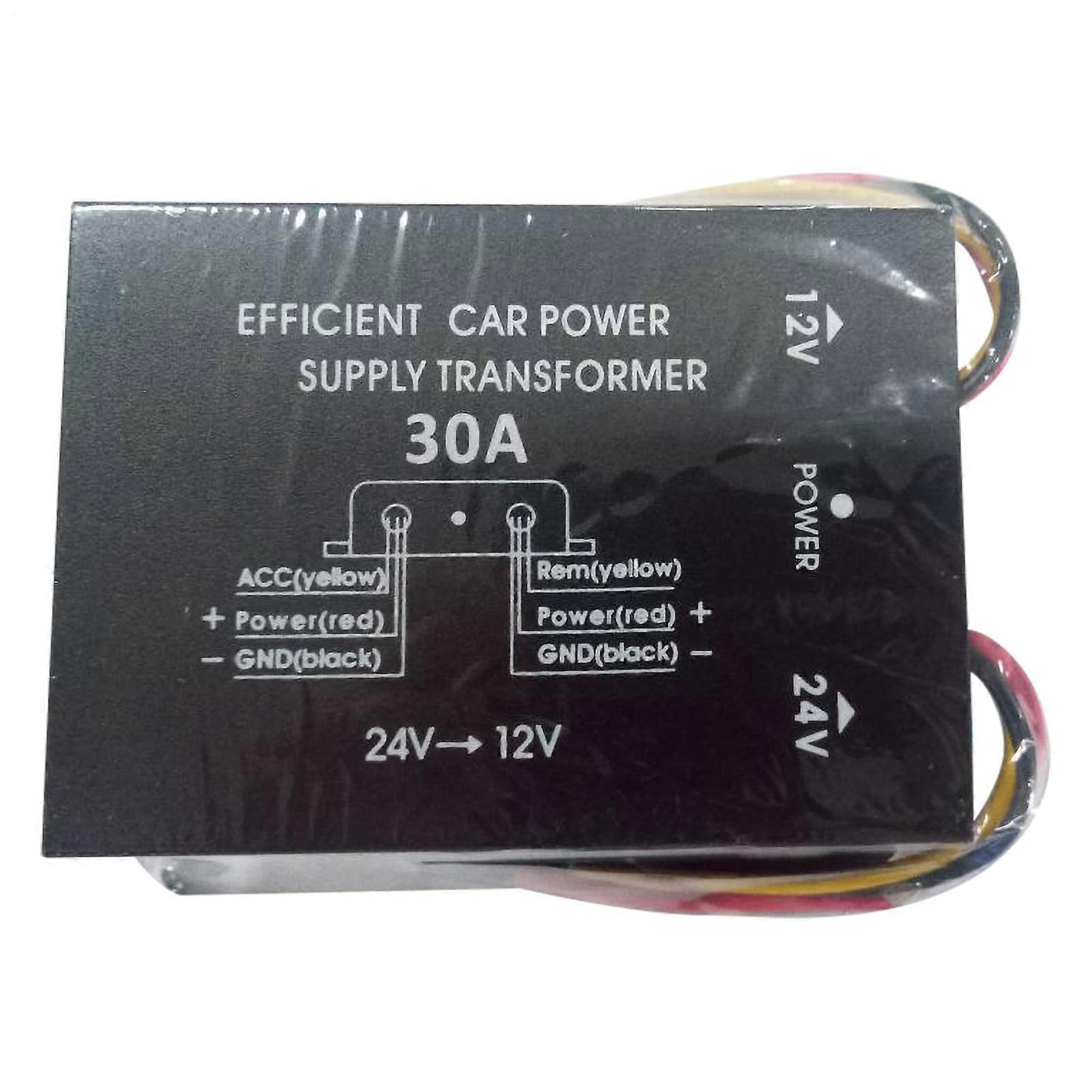 24V to 12V Converter Waterproof Voltage Reducer Regulator 30A for Trucks Stable Output Safety