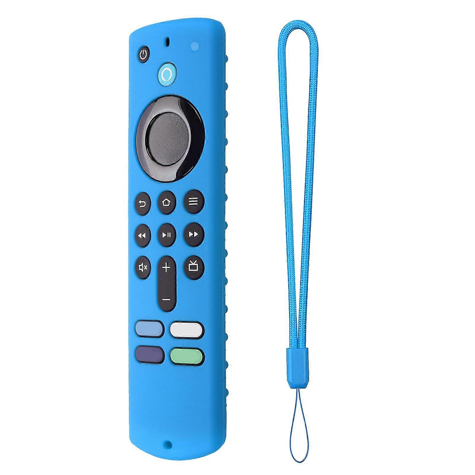 Glow in Dark TV Stick Remote Cover, Shockproof AntiSlip Silicone Case with Lanyard for 4K