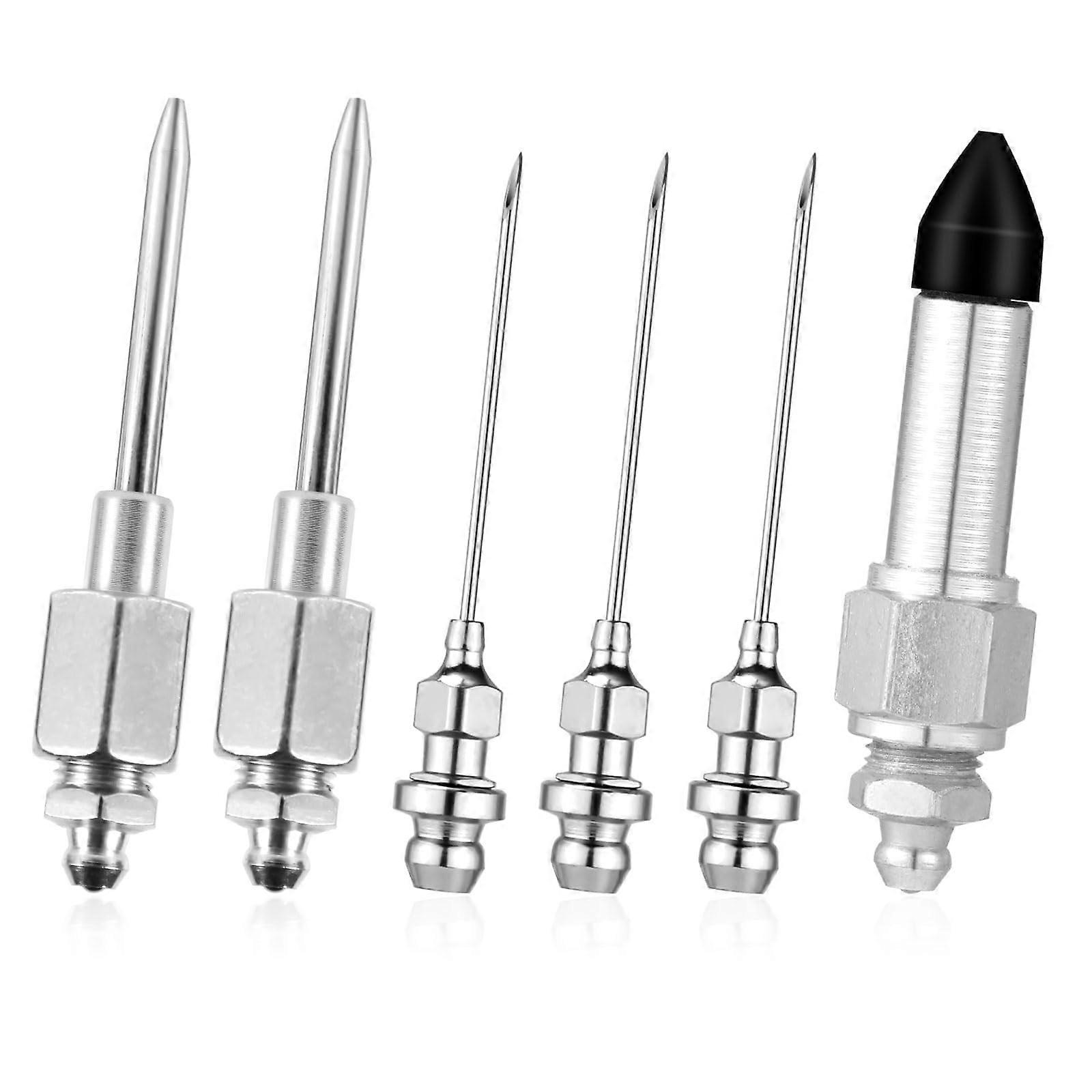 Grease Gun Accessories Kit with Needle Nozzles for Precision Lubrication in Tight Spaces, 6pcs Steel Set