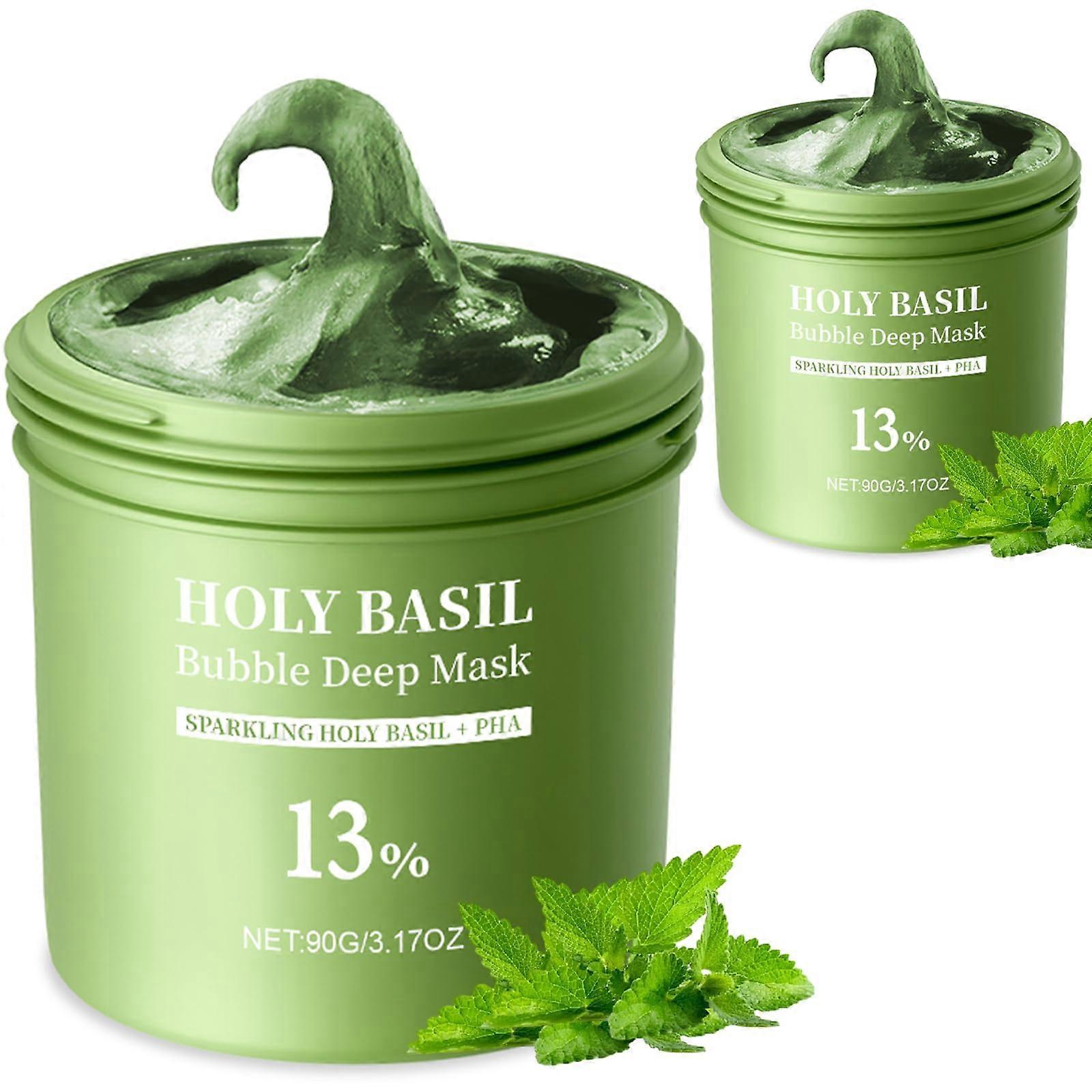Holy Basil Carbonated Bubble Face Mask for Deep Pore Cleansing and Blackhead Removal, 2 Pack