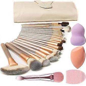 Makeup Brush Set, 28PCS Make Up Brushes For Women Include 24 Makeup Brushes 2 Sponges, 1 Dual End Mask Spatula, 1 Brush Egg Cleaner, 1 Travel-Friendl