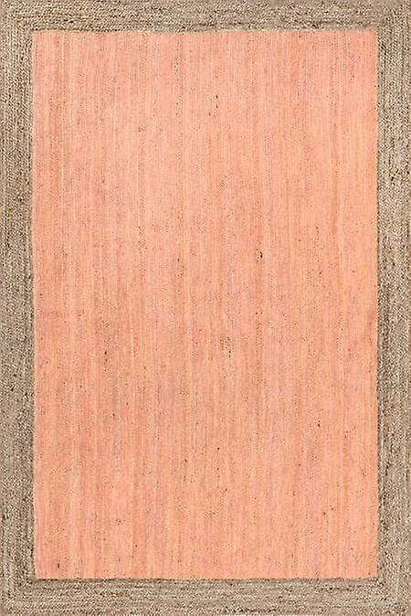 Peach Jute Simple Border Area Rug