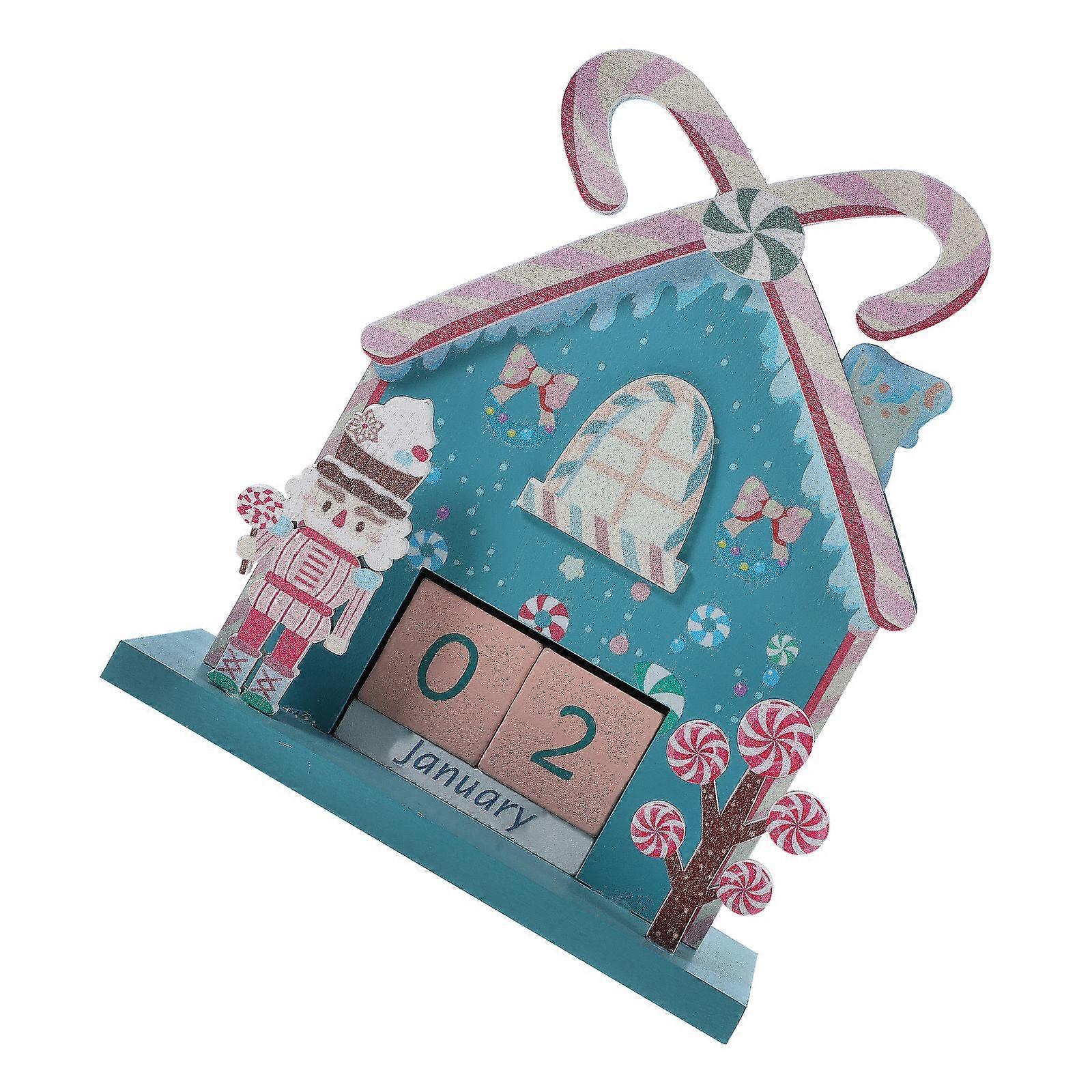 Christmas Calendar Wooden Nutcracker Block for Decoration 2Pcs