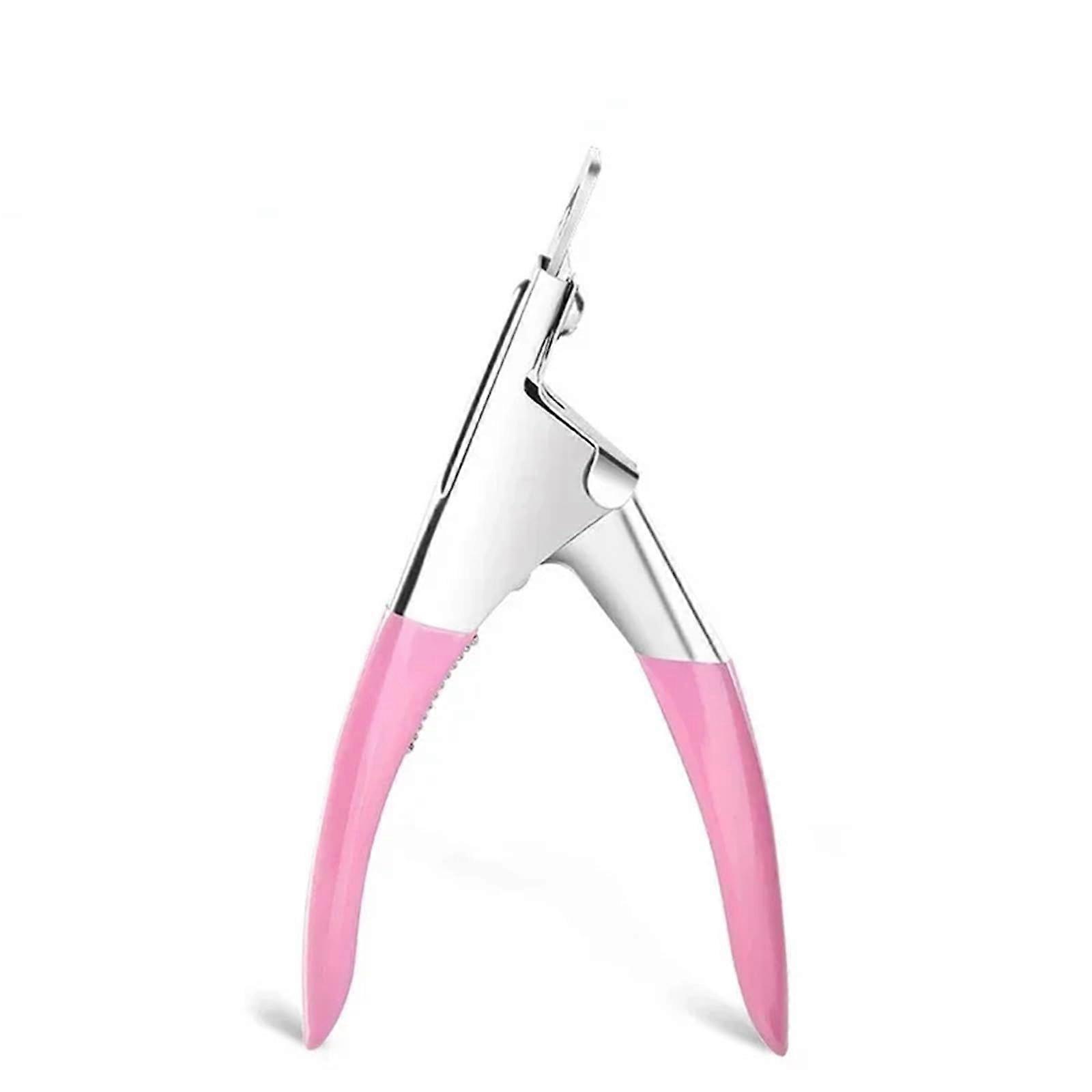 Pink UShaped Nail Tip Cutter Professional False Nail Clipper with Precision Straight Edge