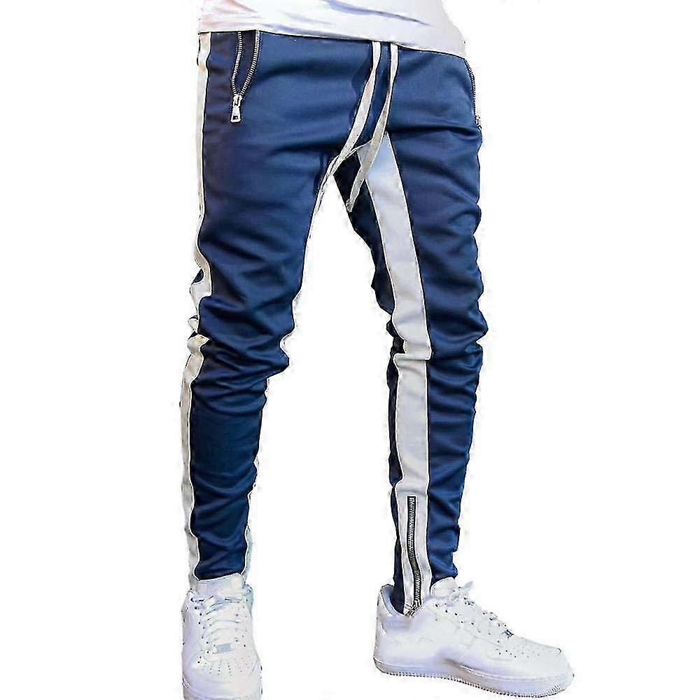 Men's Slim Fit Joggers with Side Stripe, Drawstring Waist, Comfortable Polyester Sweatpants