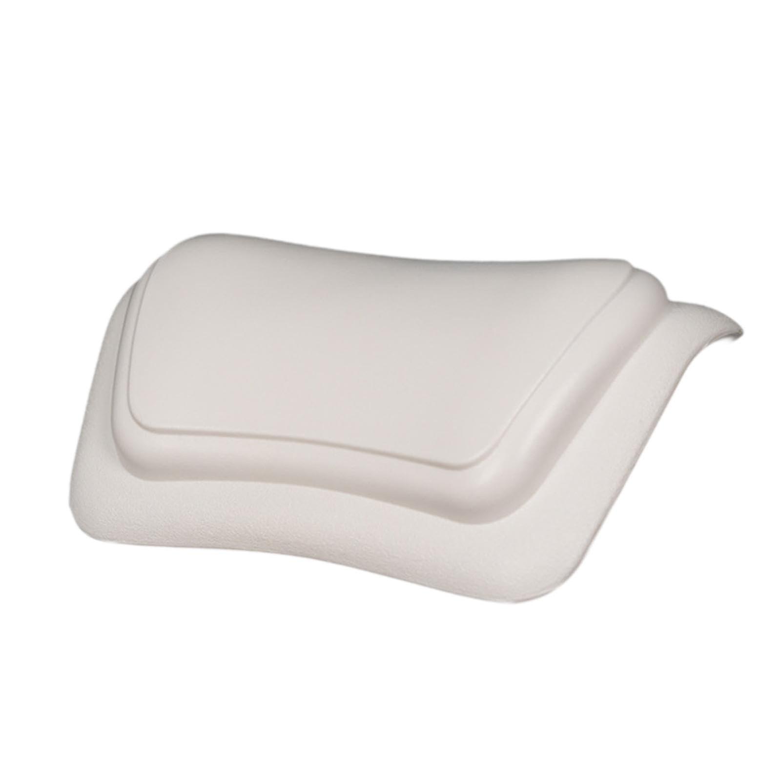 Bath Pillow for Tub with Ergonomic Neck Support and Secure Suction Base, PU Spa Headrest, White