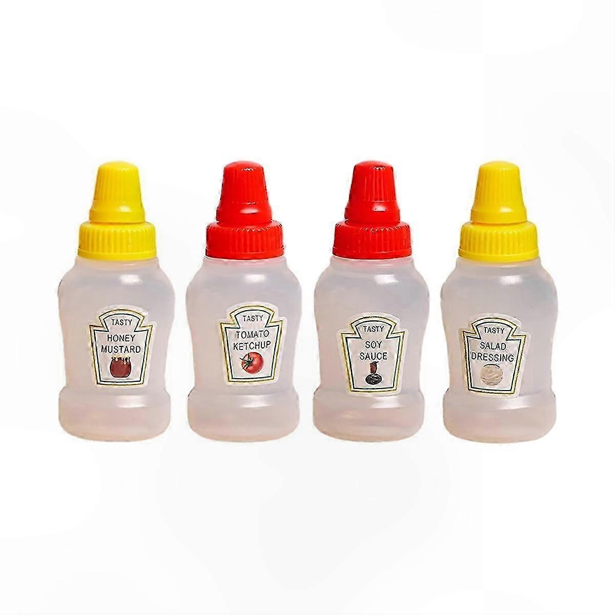 Mini Ketchup Bottles for Bento Box Accessories, Small Plastic Condiment Containers