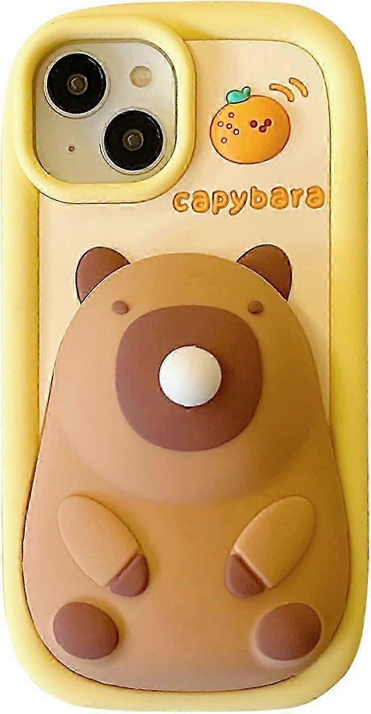 Suitable for iPhone12/13/14/15 mobile phone case funny capybara blowing bubbles