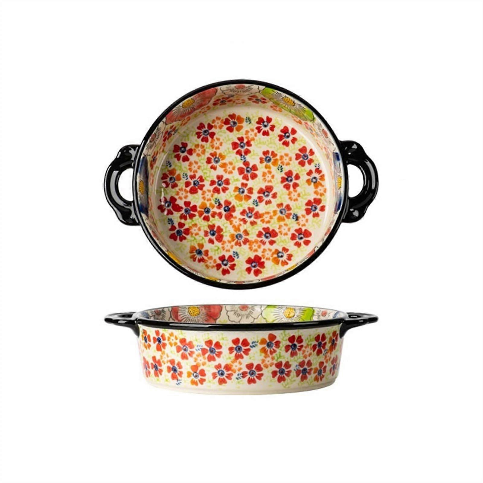 Ceramic Baking Dish 19cm Large Capacity DoubleEar Bowl  Temp Resistant Oven Microwave Safe
