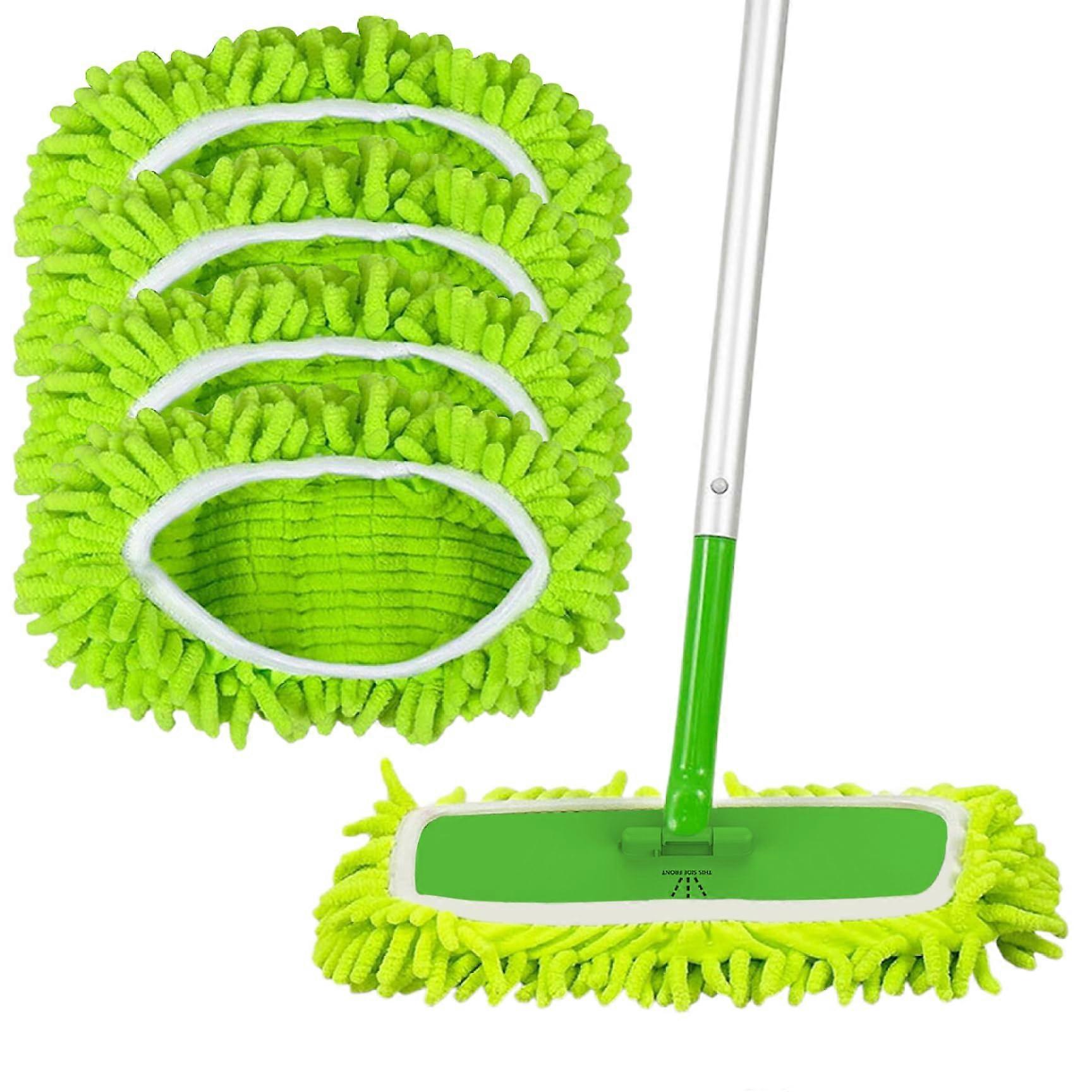 4Pcs Washable Microfiber Mop Pads Reusable Wet and Dry Mop Head Replacement for Floor Cleaning