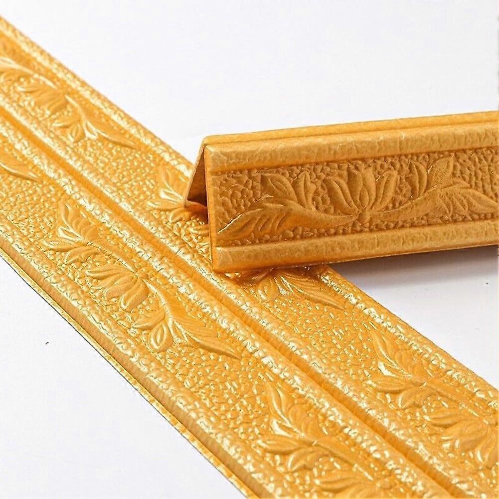 3D Foam Wall Skirting Moisture Proof DIY Cuttable SelfAdhesive Decorative Trim Deep Gold