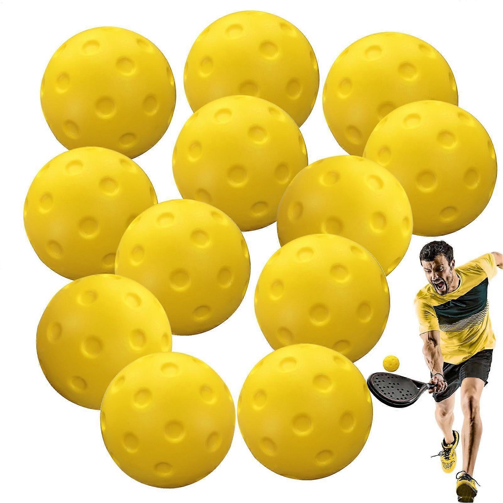 Pickleball Balls Set 12 Pack  Bounce Durable Outdoor Training for Beginner and Intermediate Players