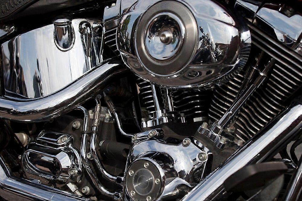 Chrome Clad Motorcycle Engine Close Up Jigsaw Puzzle Brain Teaser H0800