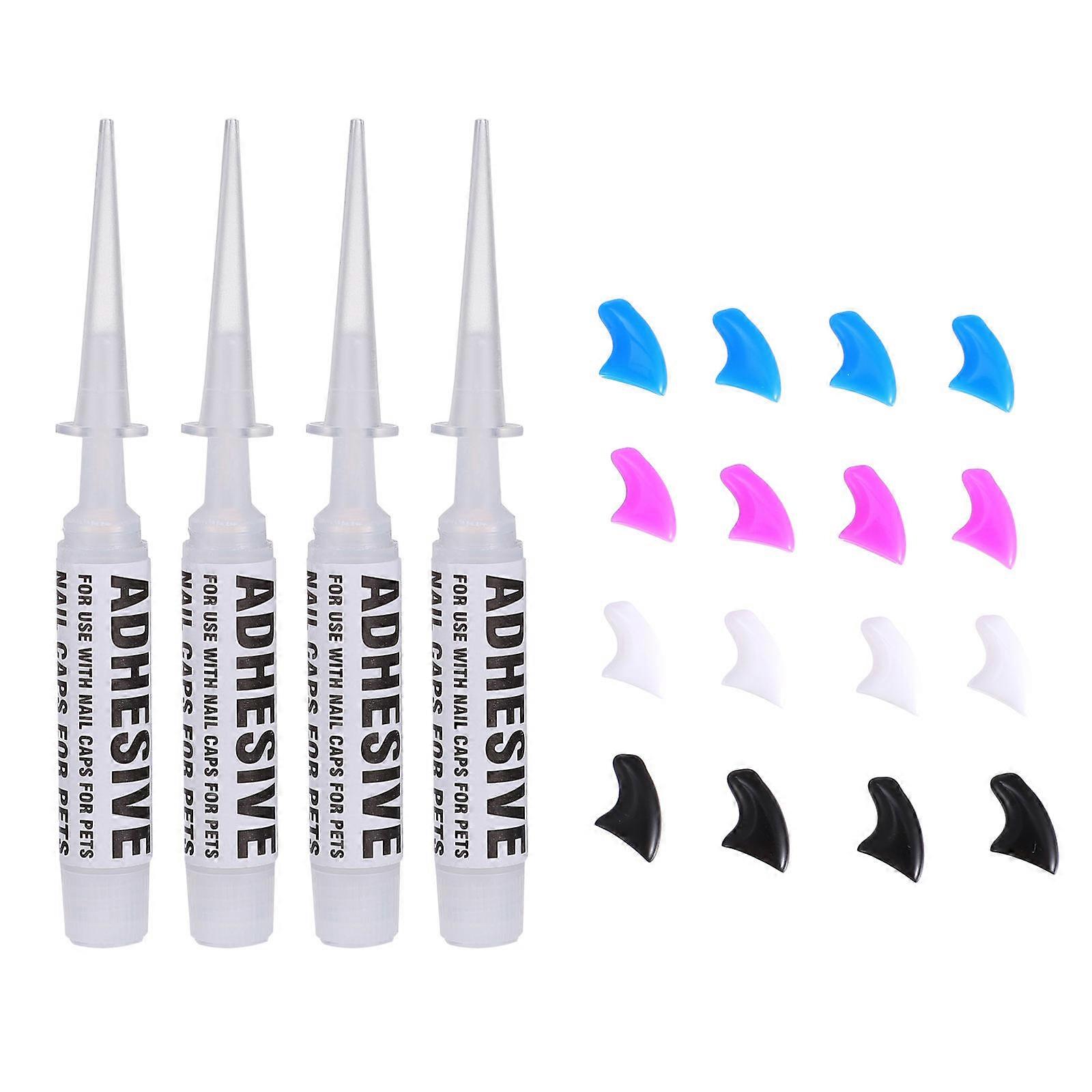 White Pet Nail Cap Kit with 80Pcs Silicone Covers for Cat Claw Control